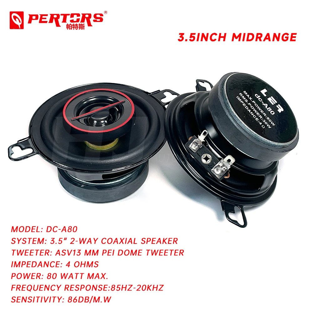 2pcsCar35Inch2wayCoaxialSpeakerTrebleMidrangeSpeaker
