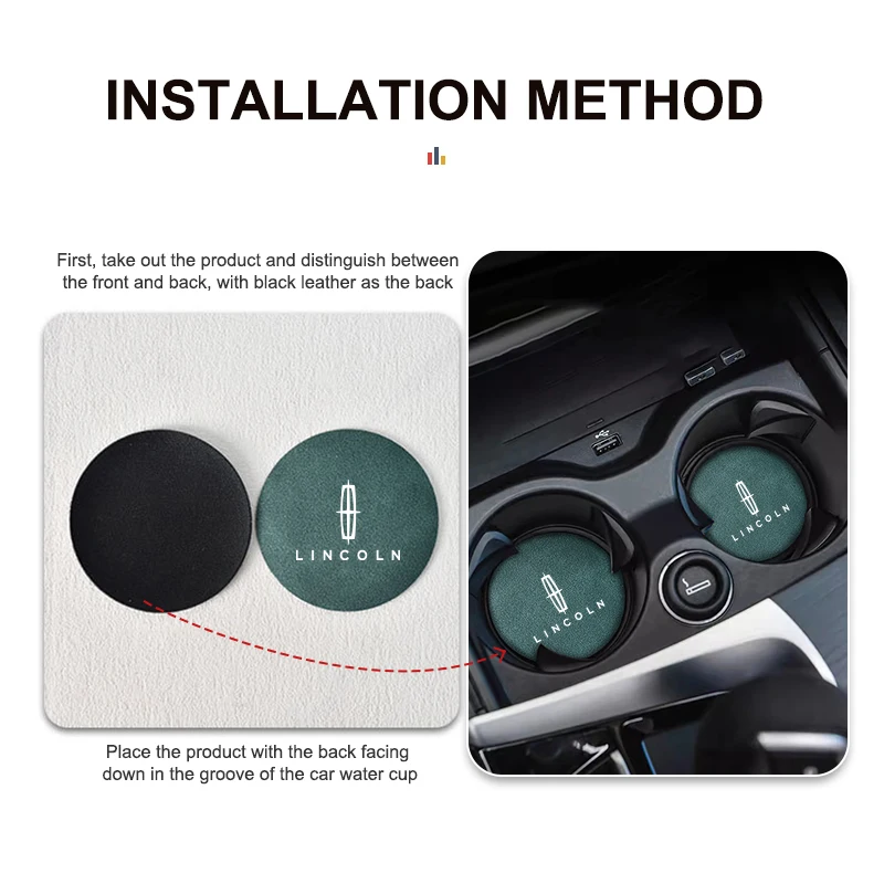 Car Anti-Slip Water Cup Pad Drink Holder Mat Accessories 2pcs for Lincoln Navigator MKZ MKX MKC MKT Continental Nautilus