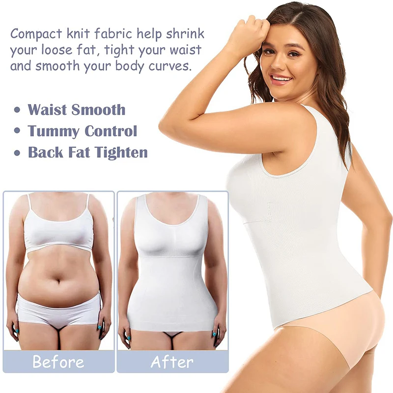  White Tank Tops Women Tummy Control Slim Body