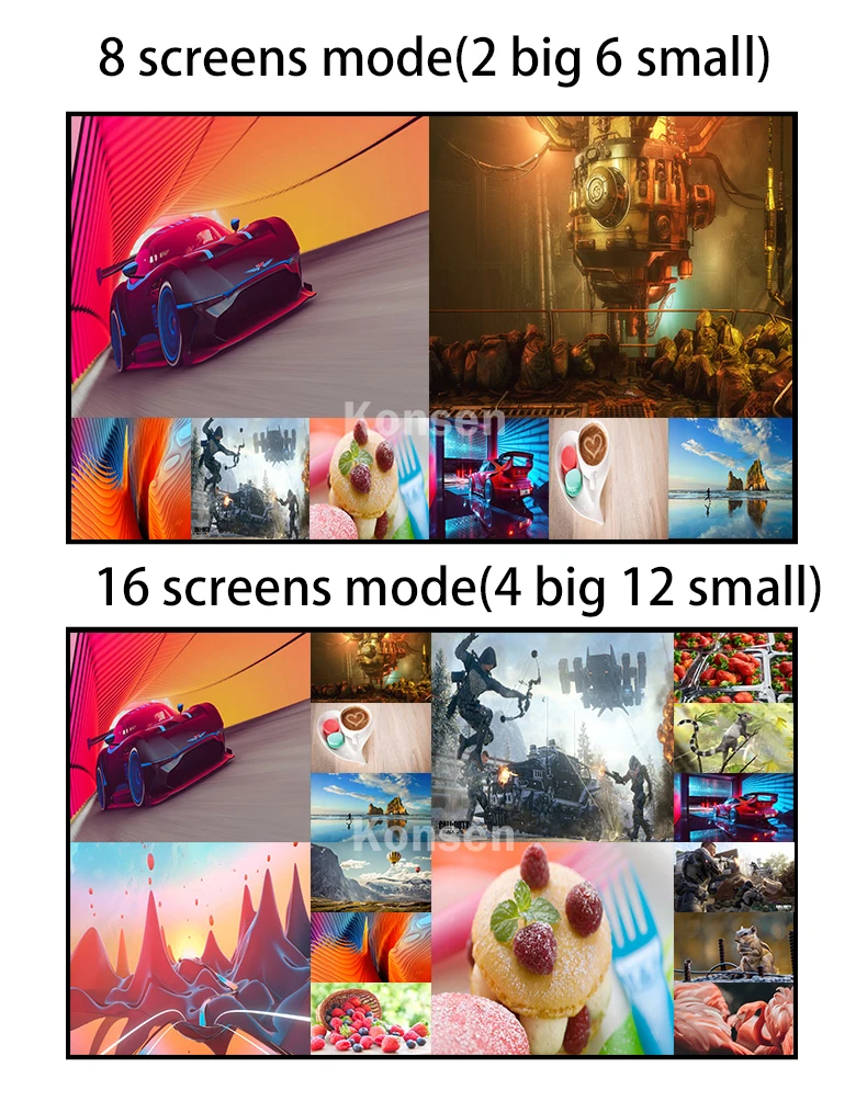HDMI 멀티 뷰어 심리스 스위치 화면 분할기, 16x1 HDMI 스크린, 16 in 1 out, 1080P 쿼드 멀티 뷰어 4, 6, 8, 16 PC