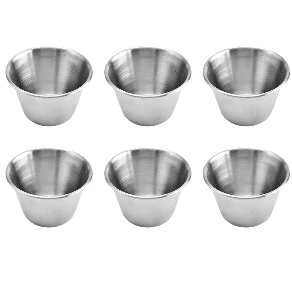 

6Pcs Stainless Steel Sauce Cups Tomato Dipping Sauce Container for Home (Silver)