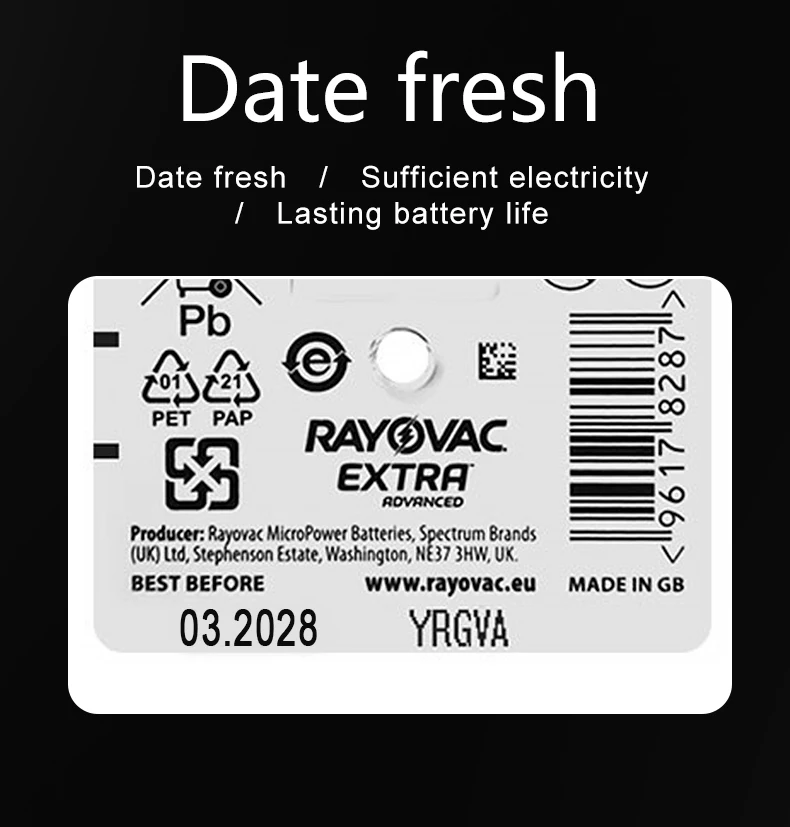 Hearing Aid Batteries Hearing Aids Batteries 60PCS/10 Cards Rayovac Peak A312A 312A PR41 Zinc Air Battery for BTE CIC RIC OE Hearing aid battery