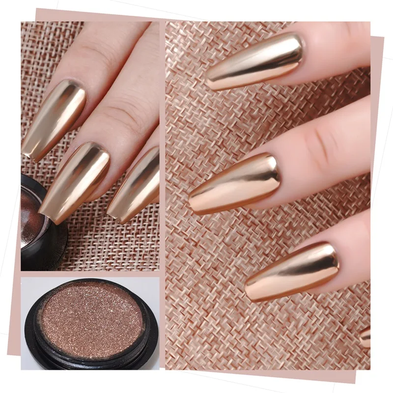 FSIXCL 0.5g Nail Chrome Powder Bronze Rose Gold Chameleon Mirror Effect Glitter for Nail Art Decoration Rubbing Pigment Dust