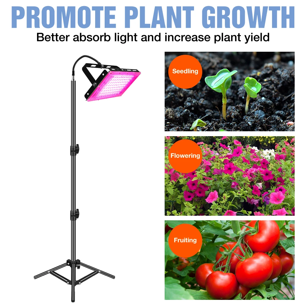 LED Grow Light Full Spectrum IP65 Waterproof 25W 50W 100W Phyto Lamp Indoor Vegetables Seedling Flower Growing Tent Hydroponic