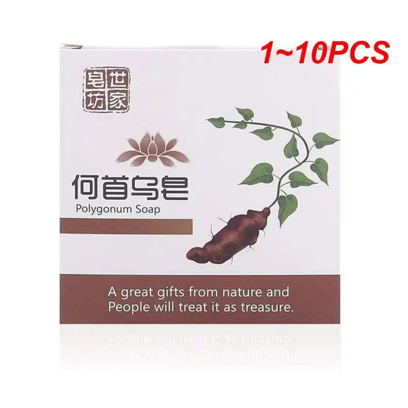 

1~10PCS Hair Blackening Shampoo Soap He Shou Wu Natural Handmade Soap Color Enhancing Anti Hair Loss Shampoo Soap Gray Hair Care