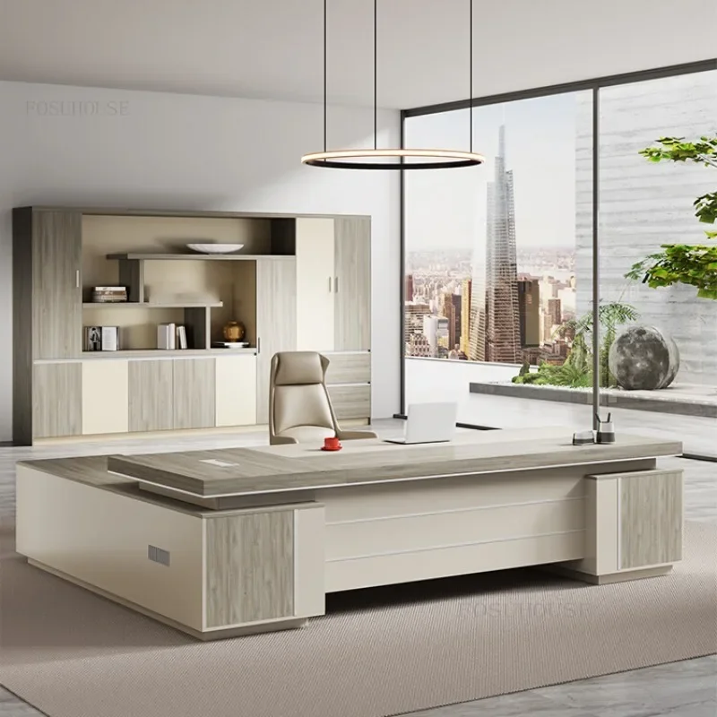 보스 테이블 및 의자 콤비네이션 사무용 가구, 심플하고 모던한 매니저, 사무실 컴퓨터 책상 끝 책상 세트 