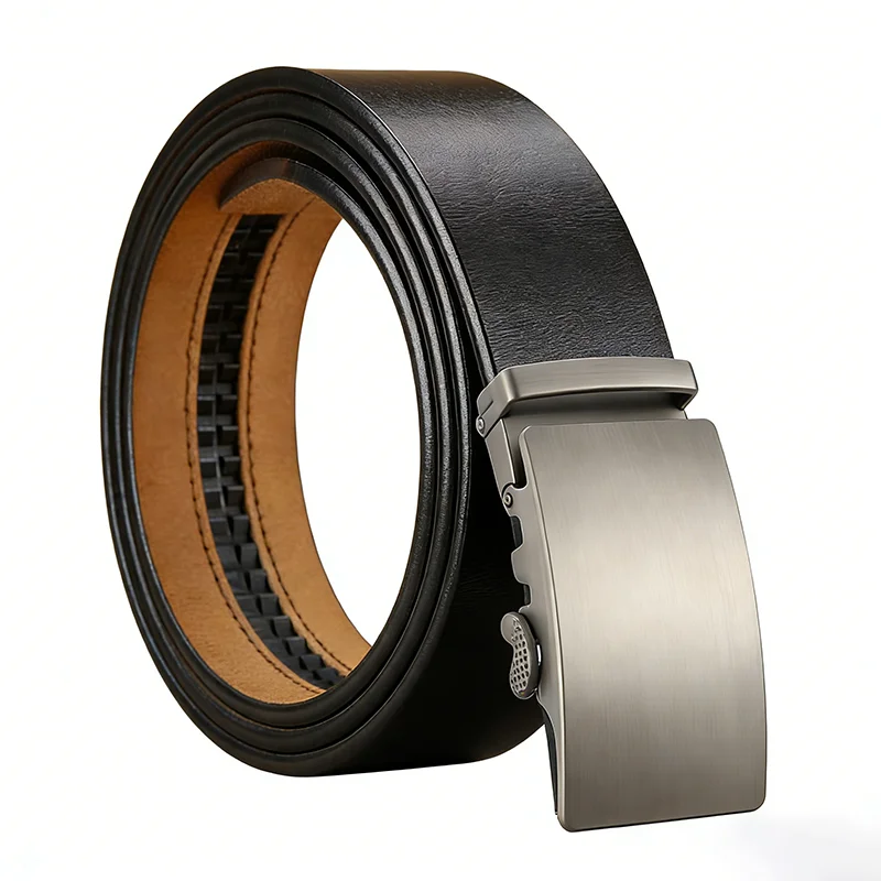 Hochwertiger Gürtel für Herren, Echtledergürtel, verstellbare Taillengurte ohne Loch für Herren, Legierungsgürtel mit automatischer Schnalle für Jeans – Detail 9