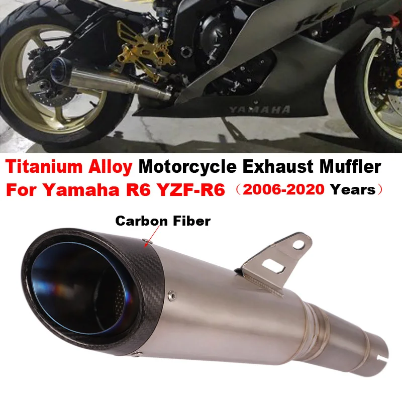 Slip On For Yamaha R6 YZF-R6 2006 - 2020 Motorcycle Exhaust Titanium Alloy Tube 45mm Muffler Escape Moto With Middle Link Pipe