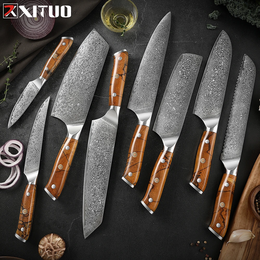 Xituo 8piece Damascus Kitchen Knife Set 67layer Japanese Vg10 Steel