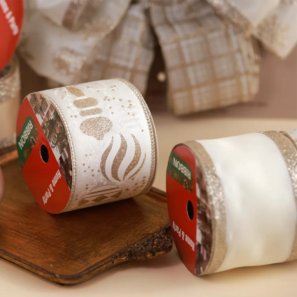 6 Rolls Christmas Plaid Burlap Ribbon | 1 Inch X 6 Yards Each | Gift Wrapping & Craft DIY - View #3