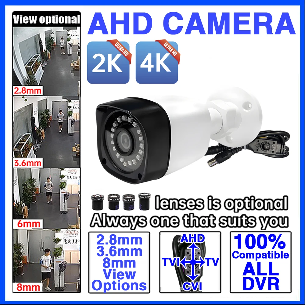 ミニプラグアンドプレイ CCTV カメラ CVBS/TVI/CVI AHD 4in1 4K ウルトラ HD 1080P 5MP 4MP 屋外防水セキュリティ ブラケット付き
