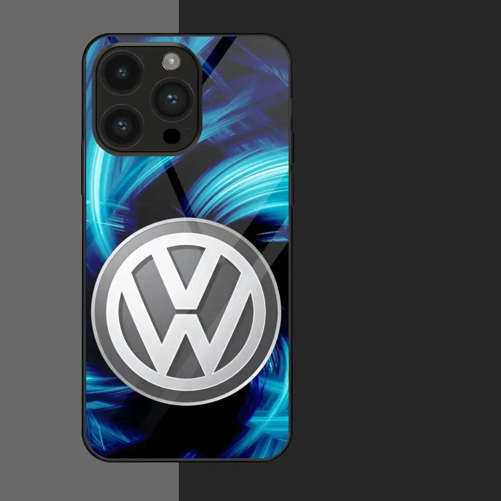 The Car V-VolkswagenES MAISTO Mouse Pad Glass Phone Case For Iphone 16 15 14 13 11 12 Pro Max Xr X Xs 8 7 Plus