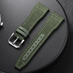 Durable Nylon Canvas Waterproof Watch Strap - Sporty Cowhide Wristband Bracelet - 20mm (Green)