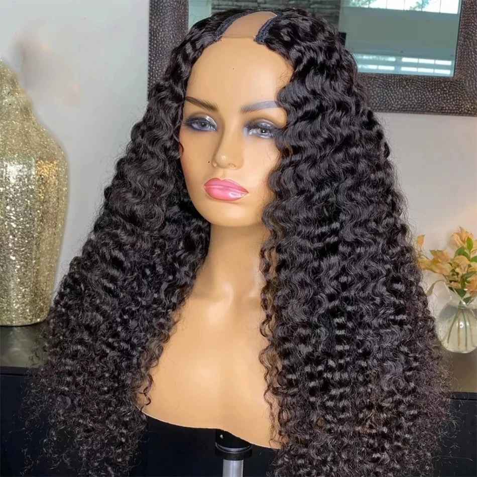 Kinky Curly Human Hair U Part Wig Curly Natural U Part Wigs Upart
