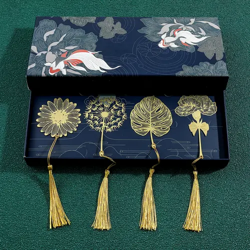 Chinese Style Handmade Book Mark Golden Rose Lotus Flower Bookmarks Reading Marker for Book Lover Gifts for Friend Collection - Image 2