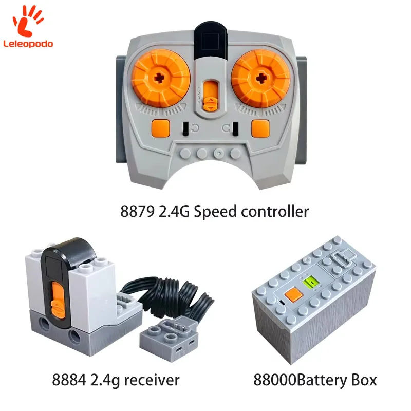 3PCS 8879 IR Speed 2.4G Adjust Remote Control 8884 IR Receiver MOC Power Functions Toy Accessories AAA/AA Battery Box 88000/8881