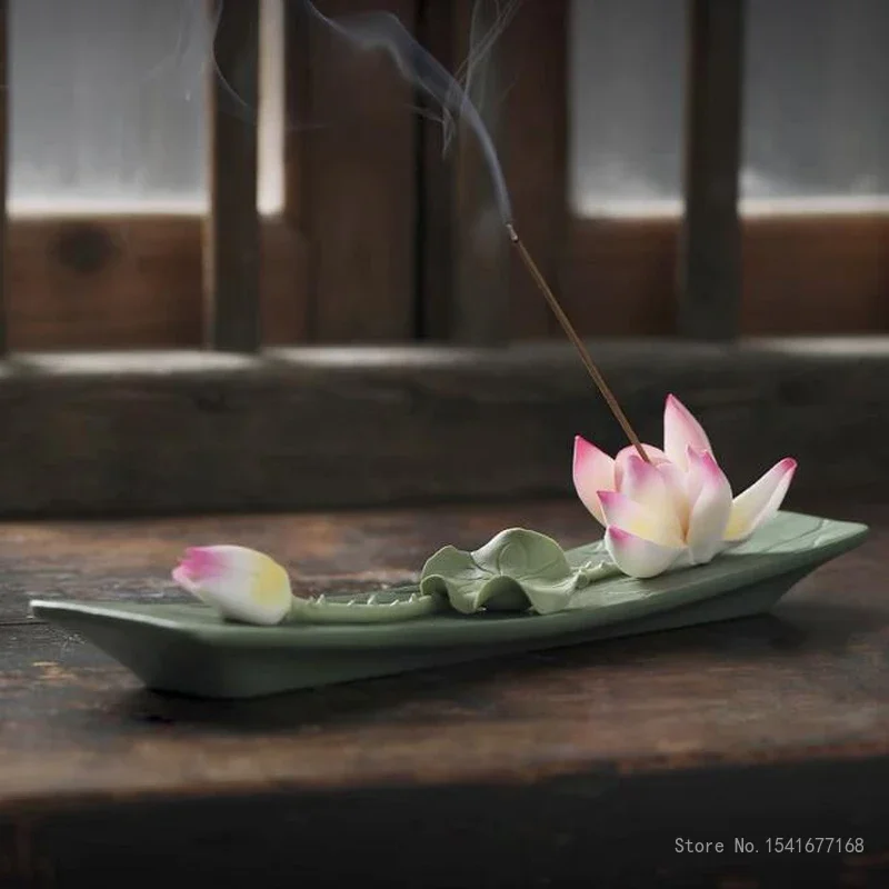 Creative Ceramic Handmade Lotus Thread Fragrance Insertion Seat, Tea Ceremony, Indoor Household Zen Aromatherapy Stove Tray Base