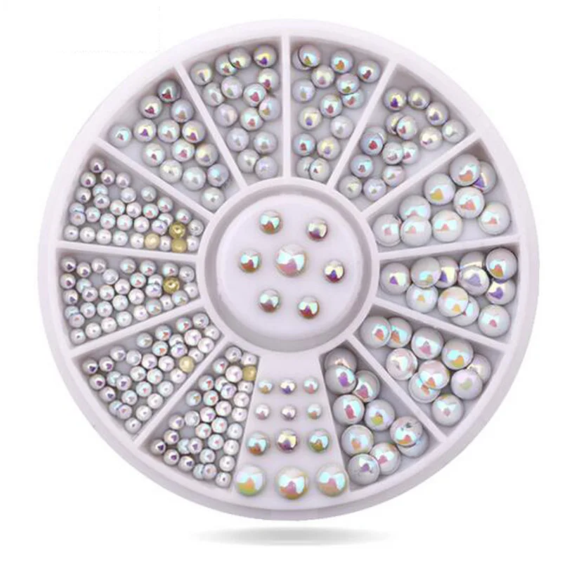DIY nail art decorations 2mm 3mm wihte semicircle pearl Nail Glitter Rhinestones Manicure tools