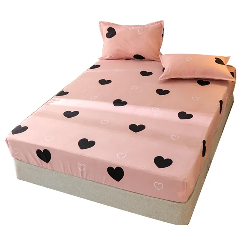 Polyester Fashion Print Fitted Sheet with Elastic Band Non Slip Mattress Cover Pillowcase for Single Double Bed 90/120/150/180cm 6