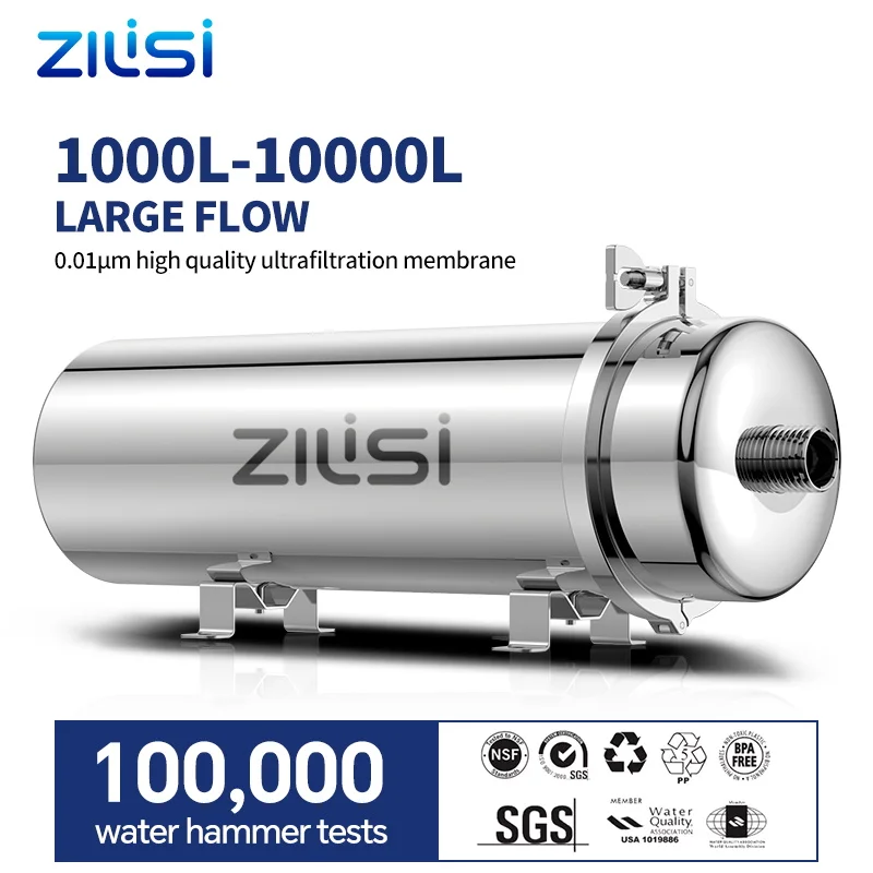 ZILISI ระบบเครื่องกรองน้ําไหลสูงทั้งบ้าน, เครื่องกรองน้ําแร่สแตนเลส 1000L-10000L, PVDF แบบใช้ซ้ําได้มีอายุการใช้งานเกิน 5 ปี 1