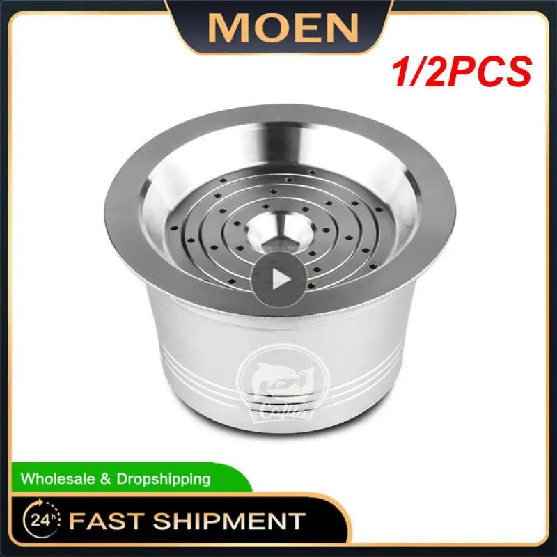 

1/2PCS Reusable Coffee Capsule For Nespresso Stainless Steel Espresso Cups Refillable Coffee Pods Capsule With Tamper Dosing