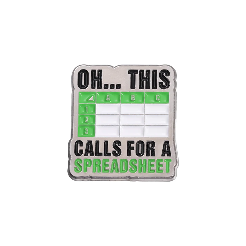 Creative Spreadsheet Enamel Pin Brooches - Office-Inspired Decorative Accessories