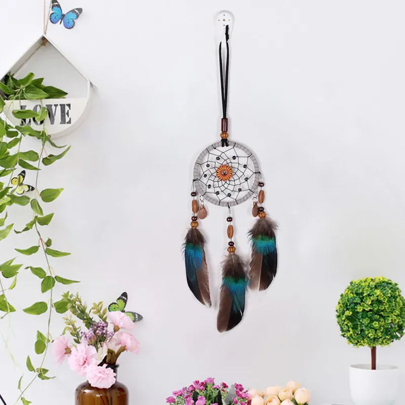 Hot Car Pendant Handmade Dream Catcher Feather Hanging Car Rearview Mirror Ornament Auto Bedroom Decor Room Decor Accessories 3
