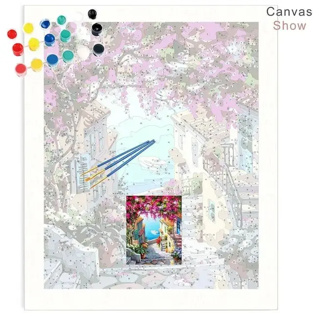 Peinture de ville photo personnalisée par numéros pour adultes, Kits de bricolage peints à la main sur toile, cadre de bricolage, dessin d'image à l'huile, coloriage par numéros 4