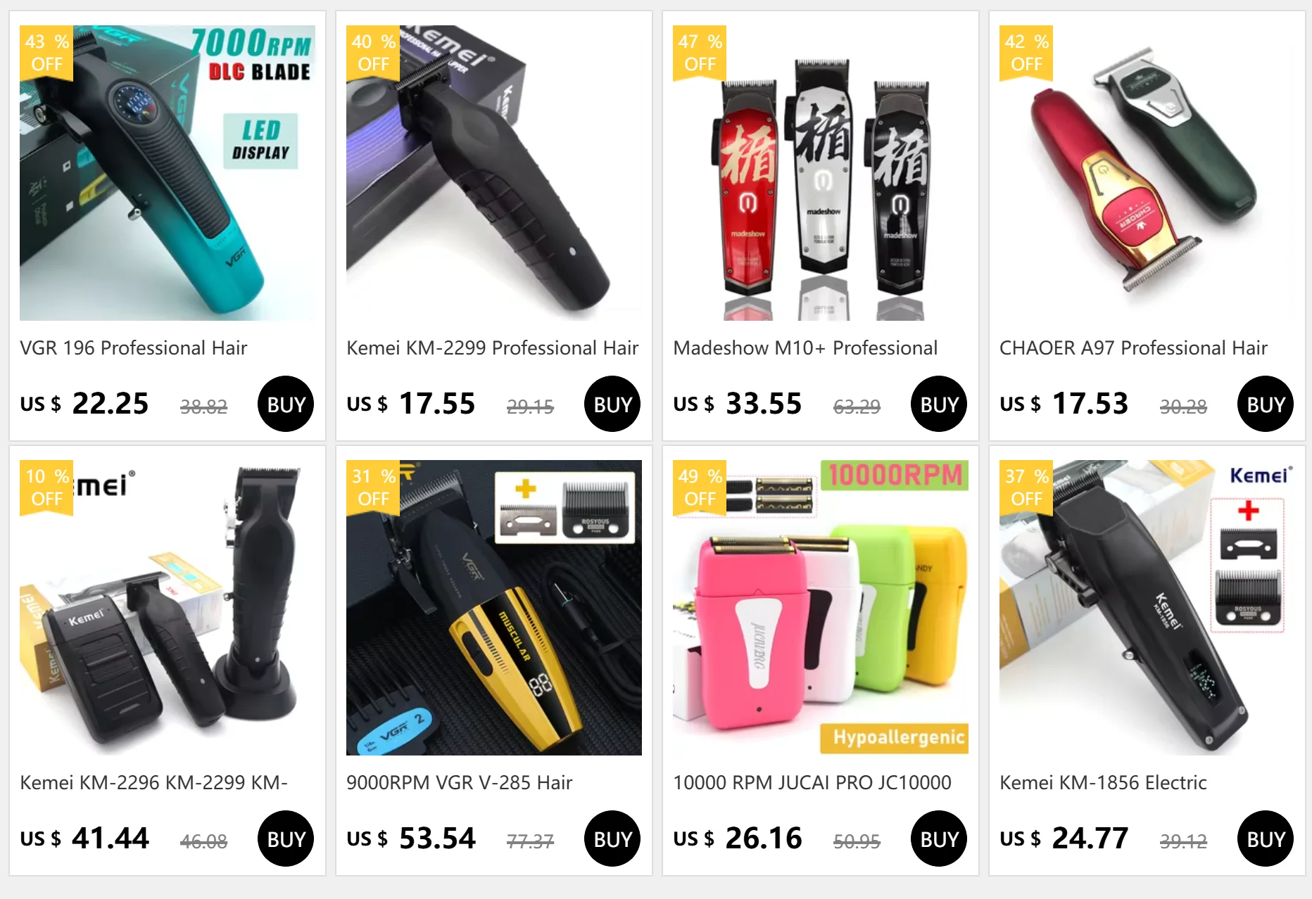 Description Picture 2 of itemVGR V-996 Men's Hair Clipper with DLC Blade, 7000 RPM, LED Display, 2000mAh Professional Hair Cutting Trimmer Machine