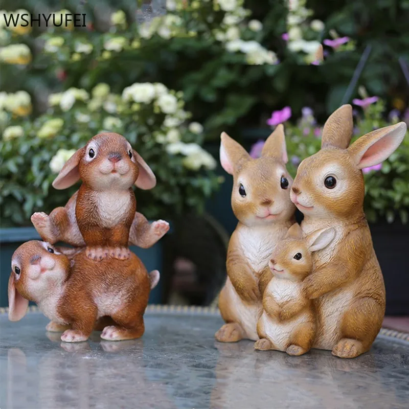 

Уличная Милая имитация кролика из смолы, украшение для сада, искусственное украшение для двора, животного