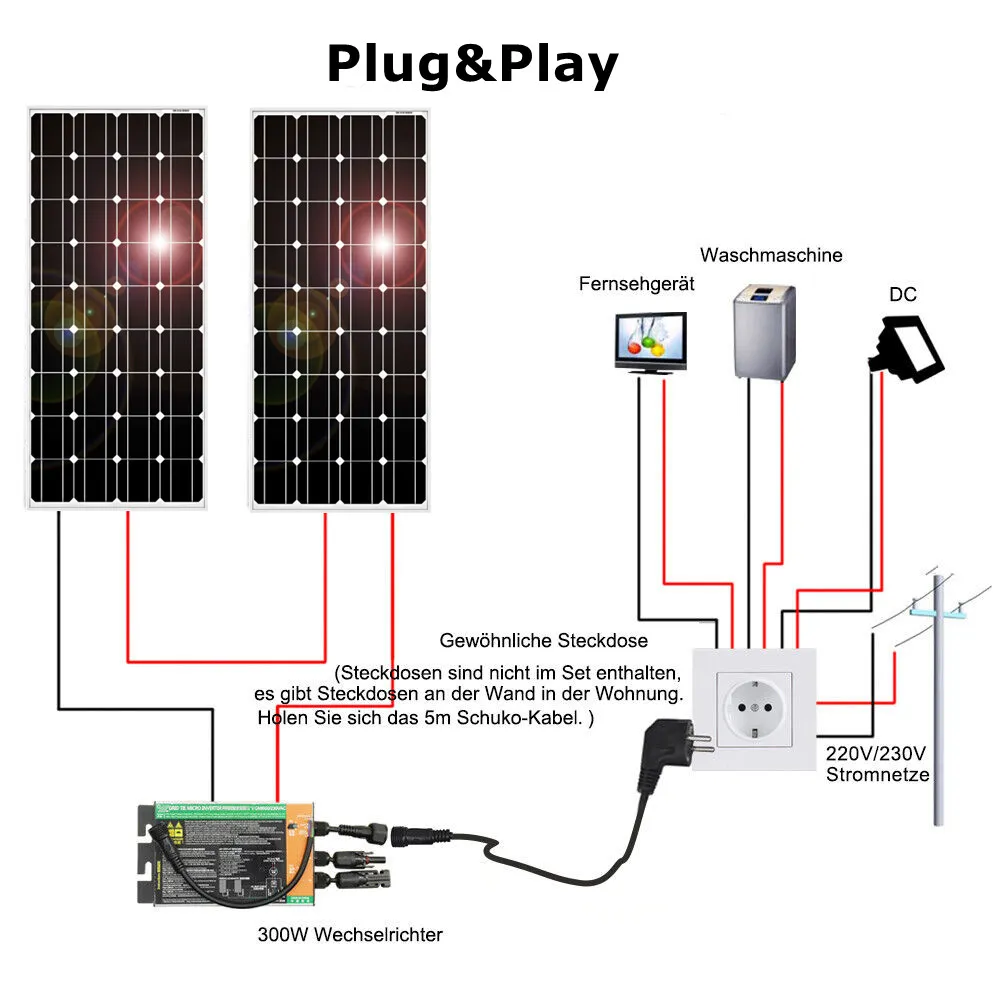 800w 600W 300W 400W Solarpanel solaranlage komplettpaket