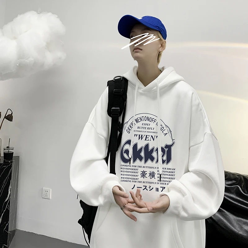 

Chinese Character Men Hoody Harajuku Vintage Y2K Streetwear Fashion Baggy Hooded Sweatshirts Gothic Casual Male Pullovers