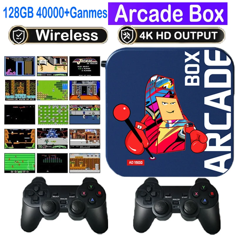 

128GB Classic Retro 40000+ Games Super Console Arcade Box Game Console for PS1/DC/Naomi 4K HD Display on TV Projector Monitor
