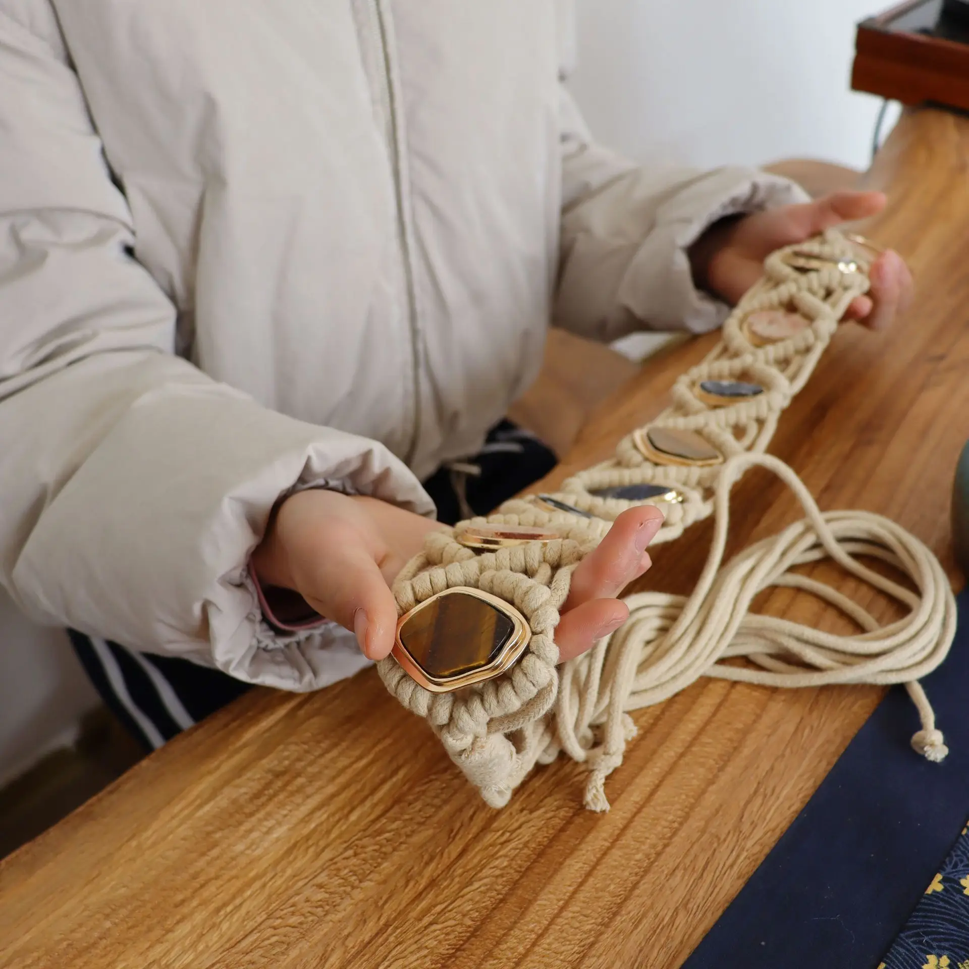 2024  Hand woven belt  women's waist chain ethnic style accessories