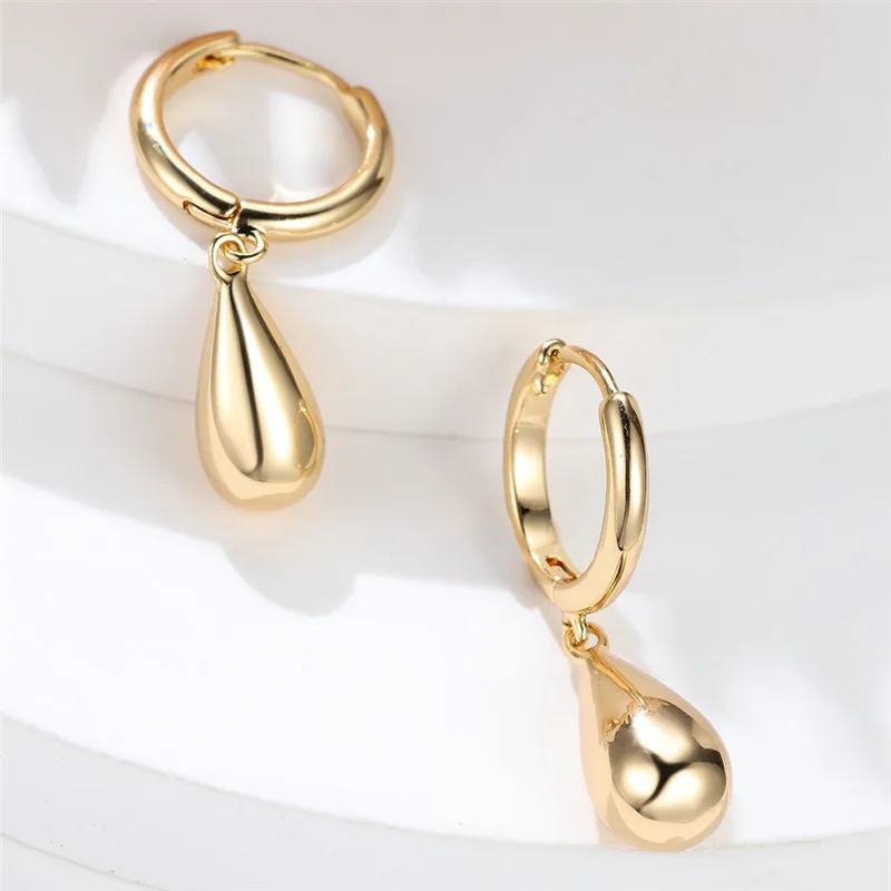 Cute Water Drop Small Hoop Earrings Vintage Gold Silver Color Round Earrings For Women Simple Fashion Wedding Engagement Jewelry