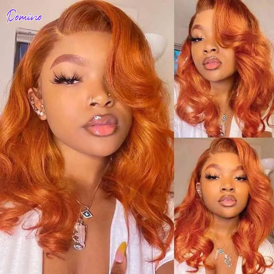 

Domino 13x4 Ginger Lace Front Wig Human Hair Body Wave Orange Ginger Lace Frontal Wig For Women Brazilian Remy Baby Hair