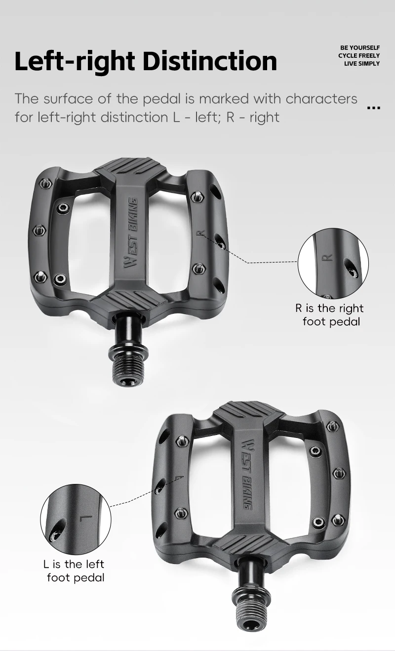 WEST BIKING Fahrradpedale Nylon Ultraleicht Rutschfest 3-Lager MTB Rennrad Pedal BMX Flache Breite Plattformpedale Fahrradteile – Detail 9