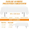 10 Pack White Table Cloth Rectangle Tablecloths 60X102 Inch,Polyester Table Cloth for 6 Foot Rectangle 2