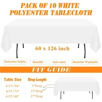 10 Pack White Table Cloth Rectangle Tablecloths 60X102 Inch,Polyester Table Cloth for 6 Foot Rectangle 2
