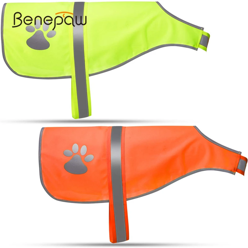 Benepaw Adjustable Dog Reflective Vest Waterproof Fluorescent High Visibility Dog Jacket  Help Protect Your Puppy Outdoor