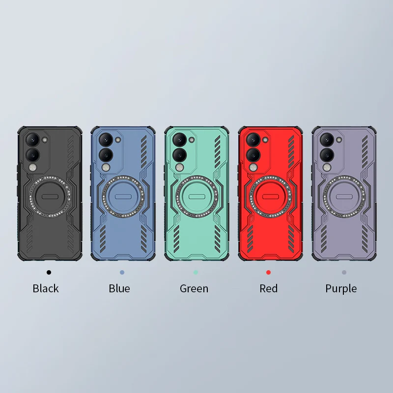 Rugged Armor Shockproof Phone Case with Heat Dissipation and Magnetic Cover
