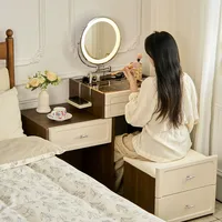 Table de toilette moderne pour femmes avec miroir de maquillage, accessoires, tiroirs de rangement, meubles de chambre à coucher 1