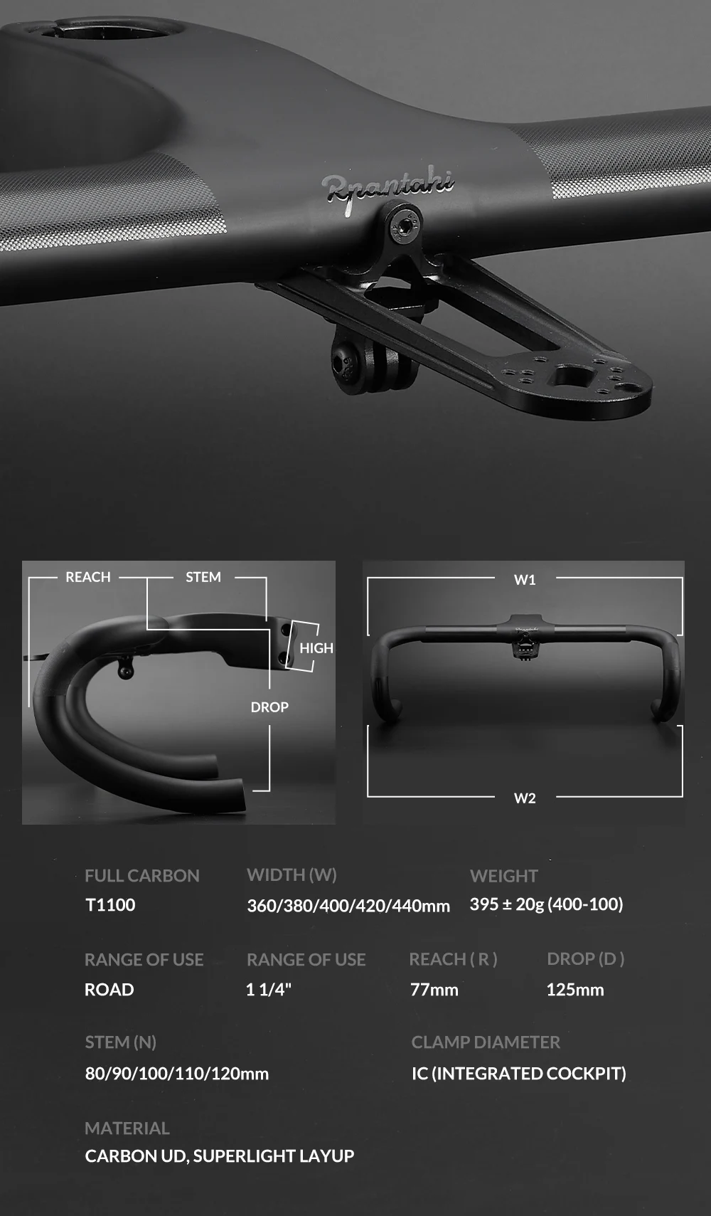Carbon Fiber Road Integrated Cockpit IC OD2 Handlebar -10° Reduce Resistance Bent Drop Bar Racing Bike Hidden Cable Handlebars 3