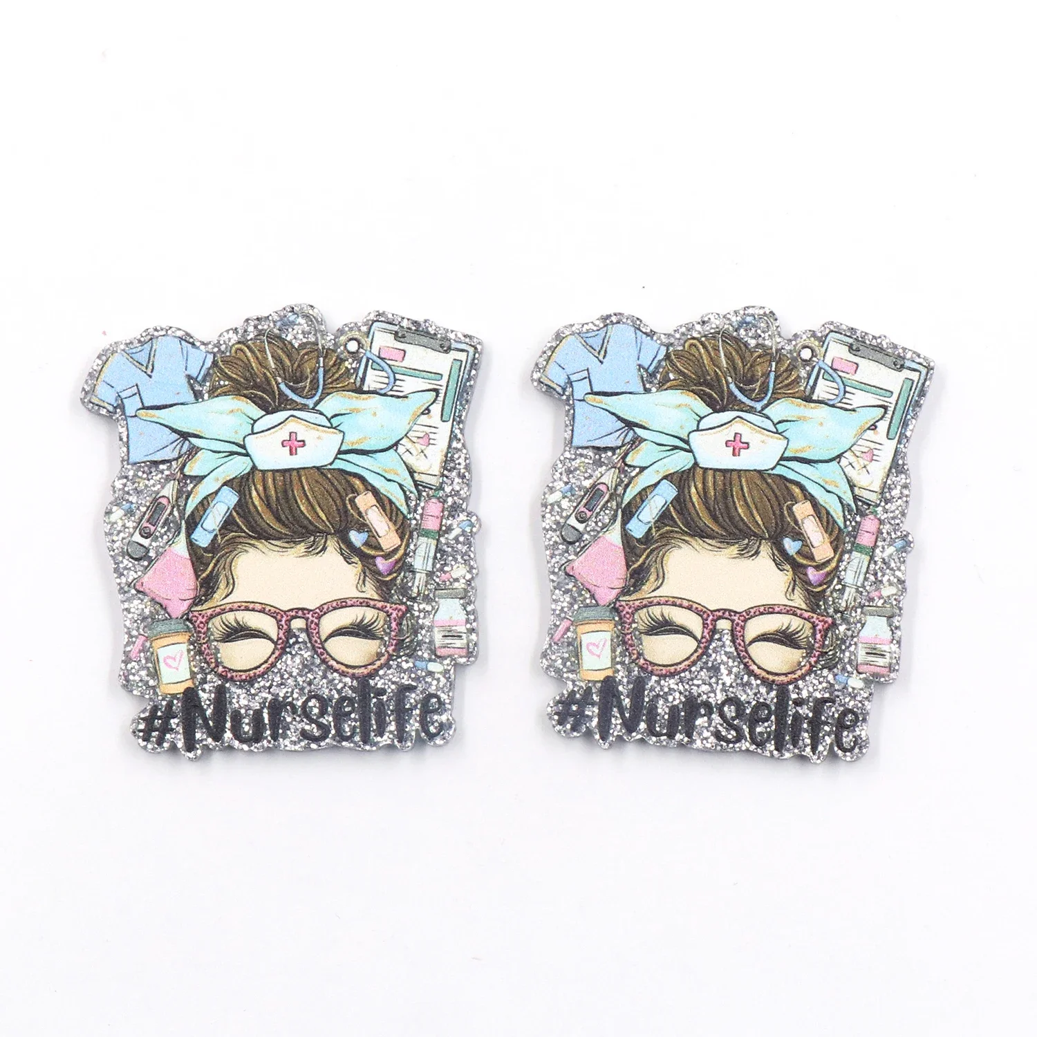 

set of 4-50mm Hot sale CN Nurselife TRENDY Printing Acrylic Findings For Badge Reel