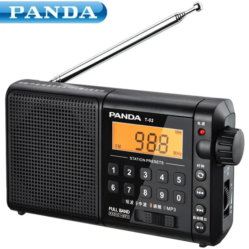 PANDA T-02 라디오 올 밴드 휴대용 시니어용 FM 반도체 MP3 재생 메..