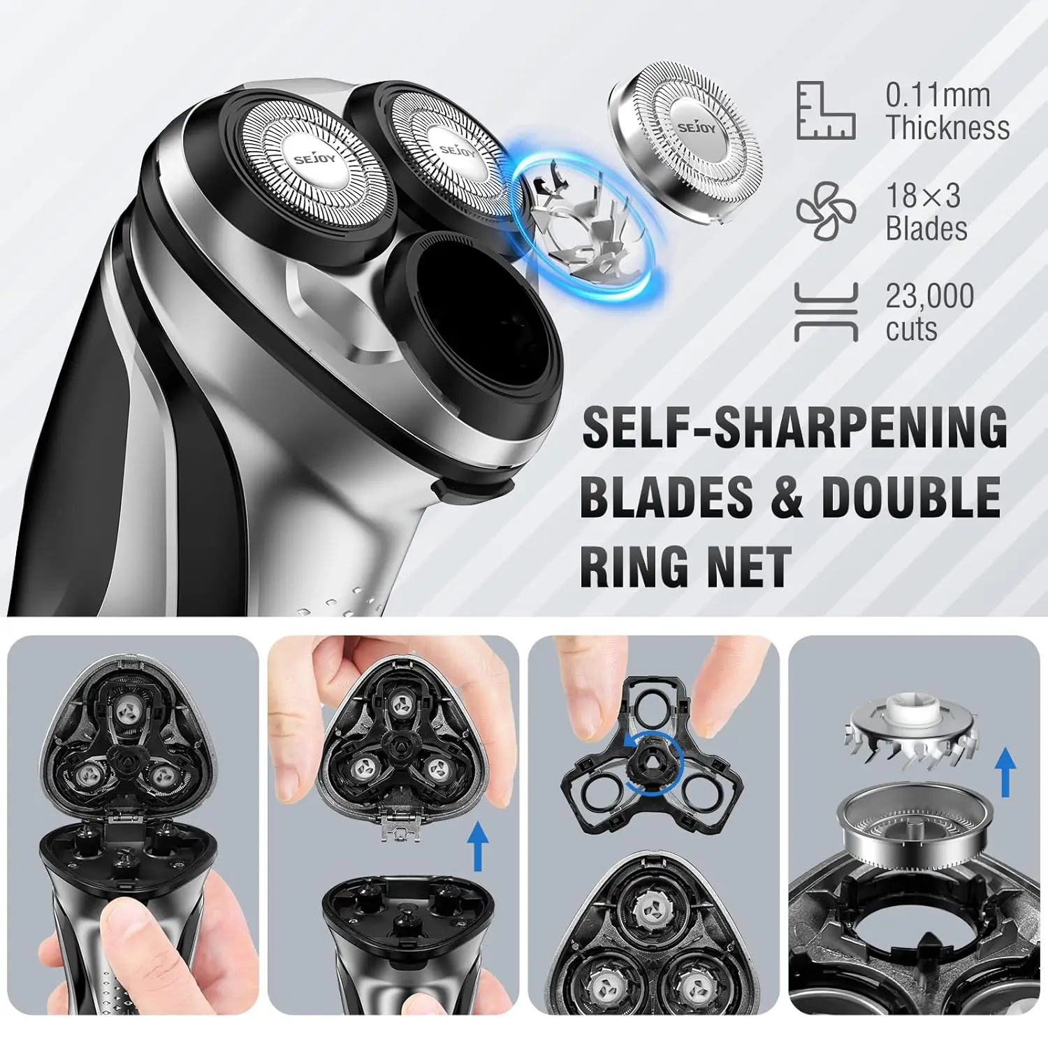 SEJOY Electric Shaver for Men Pubic Hair Razor Waterproof IPX7