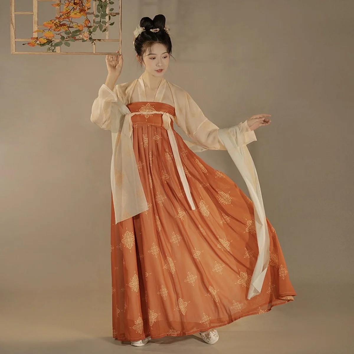 

Chinese traditional Hanfu women's Tang Dynasty and thin shirts and skirts printed in spring and summer cosplay hanfu dress 한복