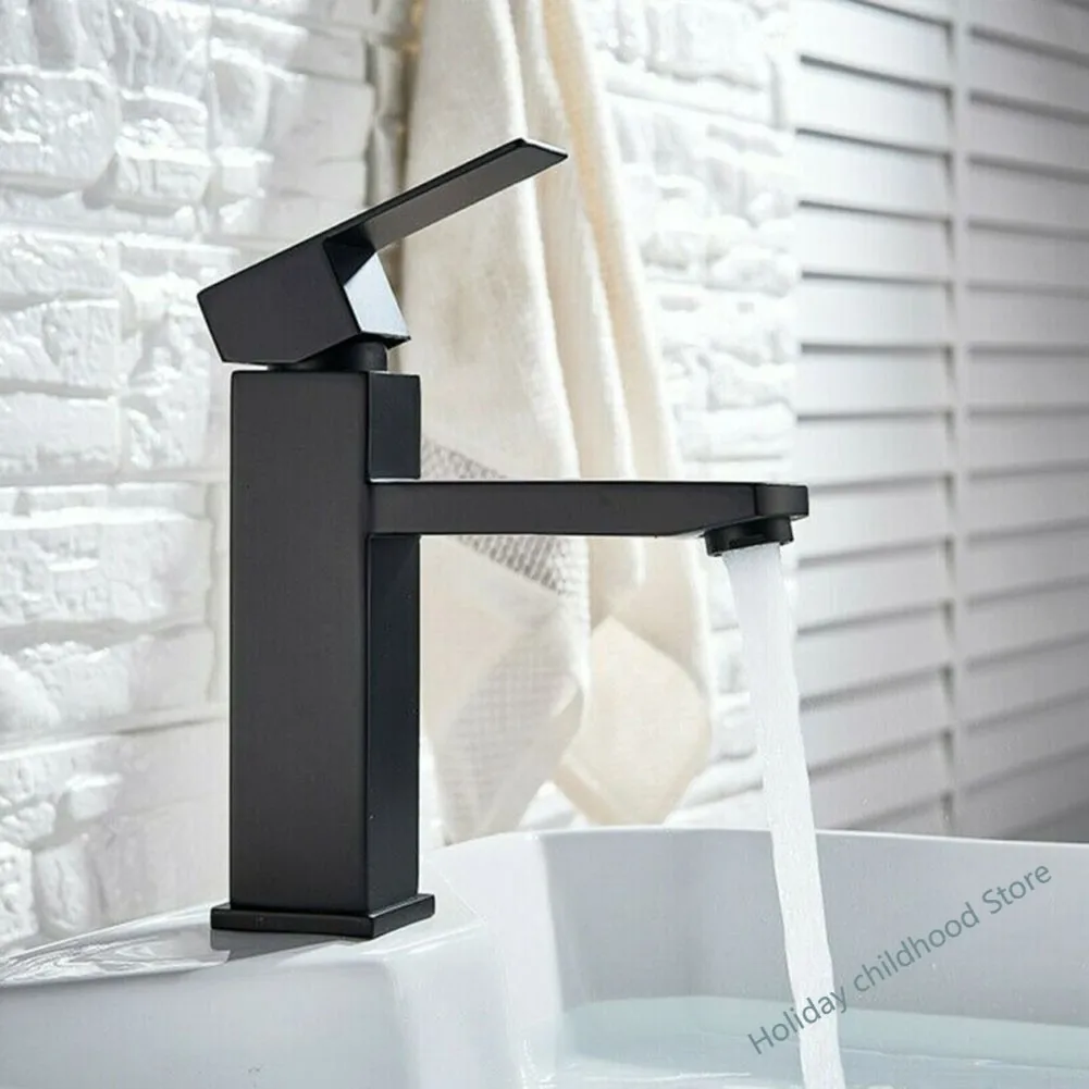 

Sink Faucets Waterfall Bathroom Tap Basin Mixer Single Lever Taps Plastic Square Mono Bathroom Faucet Anti-fingerprint