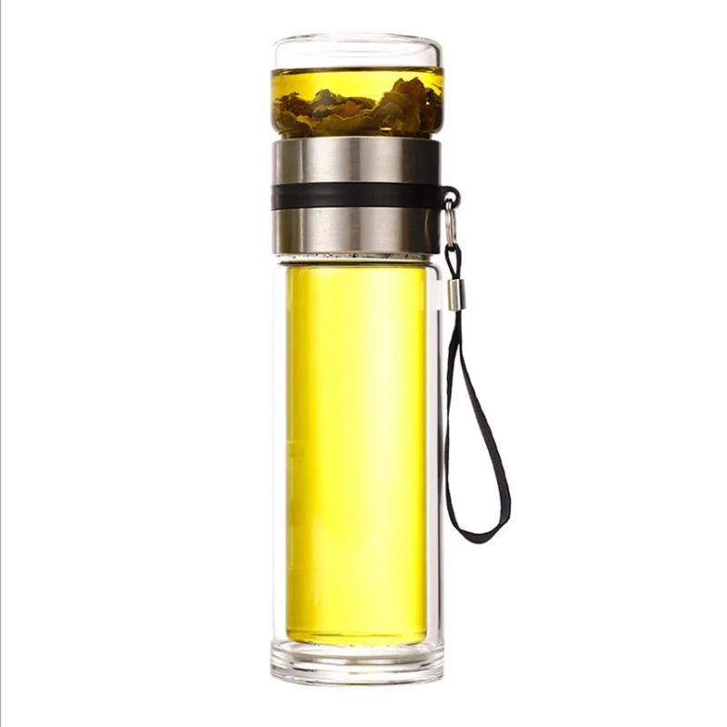 NEW Glass Bottle Double Wall Transparent Borosilicate Glass Teacup with Handle Portable Independent Tea Warehouse Drinkware - 5