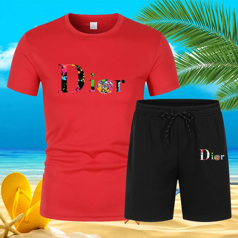 بدلة تيشيرت بأكمام قصيرة للرجال ، ملابس رياضية للر...